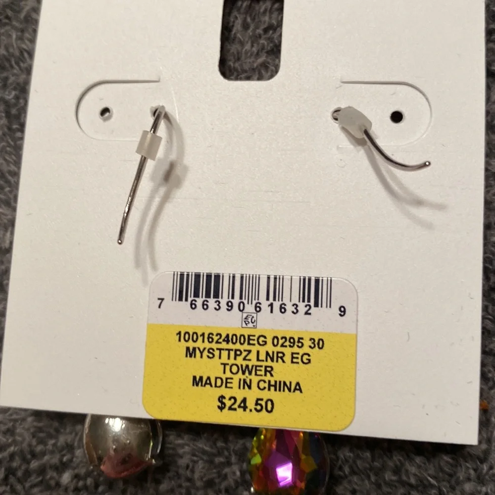 NWT Silver-Tone Crystal & Stone Triple Drop Earrings. CHARTER CLUB - Picture 8 of 8